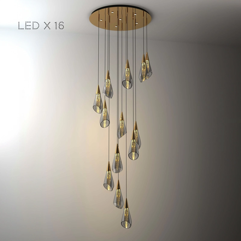 16 ламп. Диск. Цвет Латунь + Янтарь