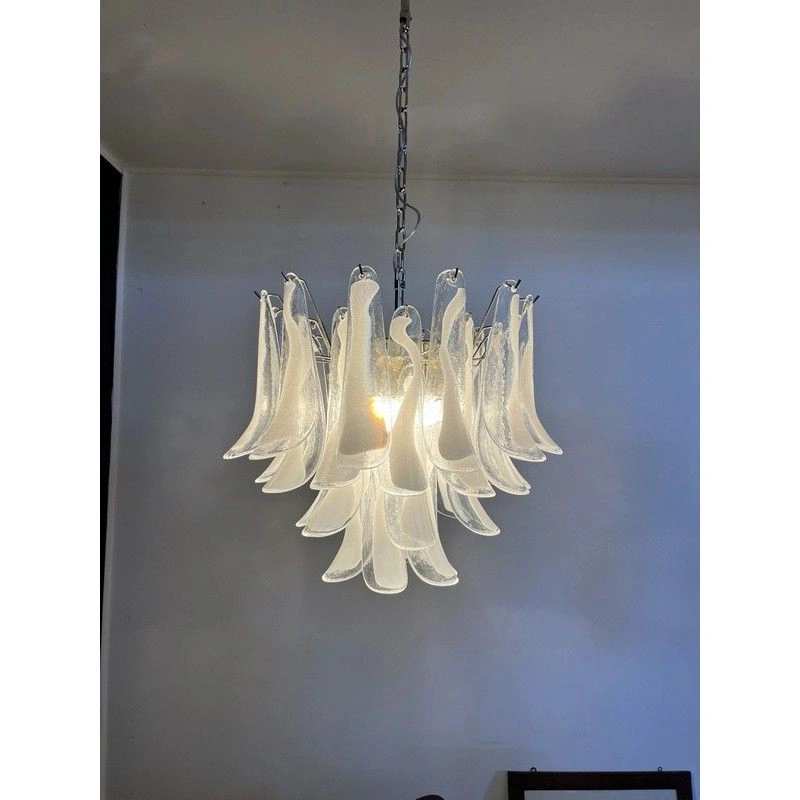 Винтажная люстра Murano Chandelier 36 Clear Petal Glass