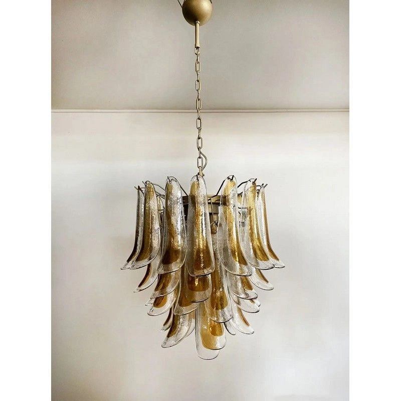 Винтажная люстра Murano Chandelier 41 Yellow Petal Glass