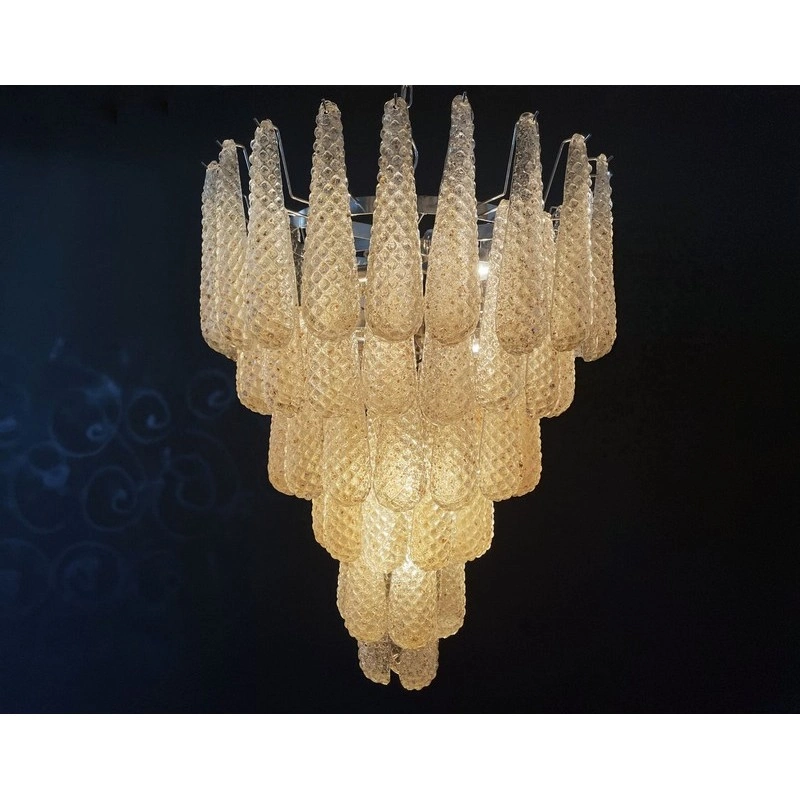 Винтажная люстра Murano Chandelier 75 Yellow Drop Glasses