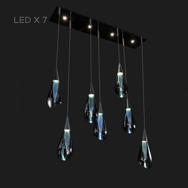 7 ламп. Планка. Цвет Черный перламутр + Голубой