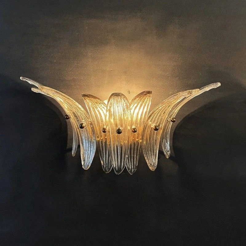 Настенный светильник Murano Wall Lamp 9 Smoke-Colored Palmette Glass