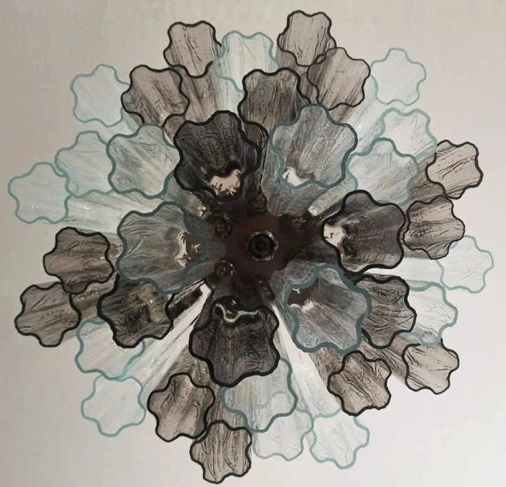 Винтажная люстра Murano Chandelier 36 Clear and Smoke-Colored Glass Tubes