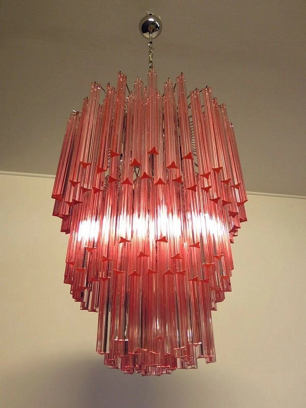 Винтажная люстра Murano Chandelier 184 Pink Prism Glass