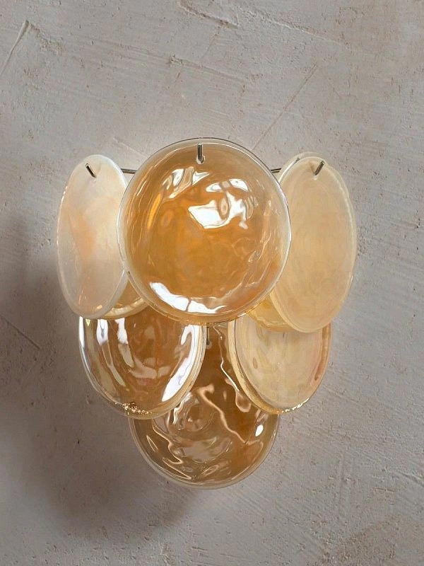Настенный светильник Murano Wall Lamp 6 Alabaster Gold Disk Glass