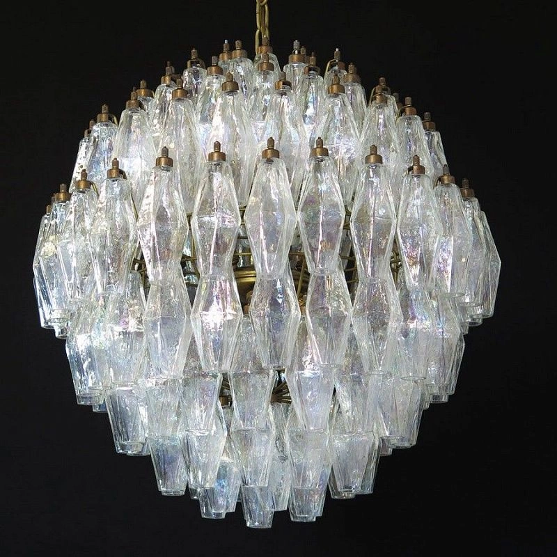 Винтажная люстра Murano Chandelier 140 Iris Clear Poliedri Glass