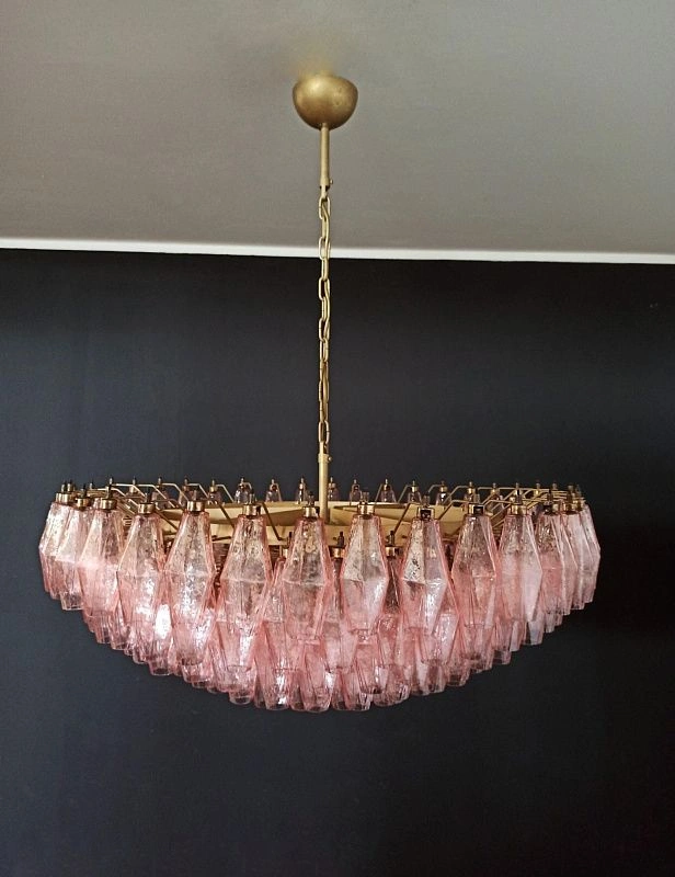 Винтажная люстра Murano Chandelier 185 Pink Poliedri Glass