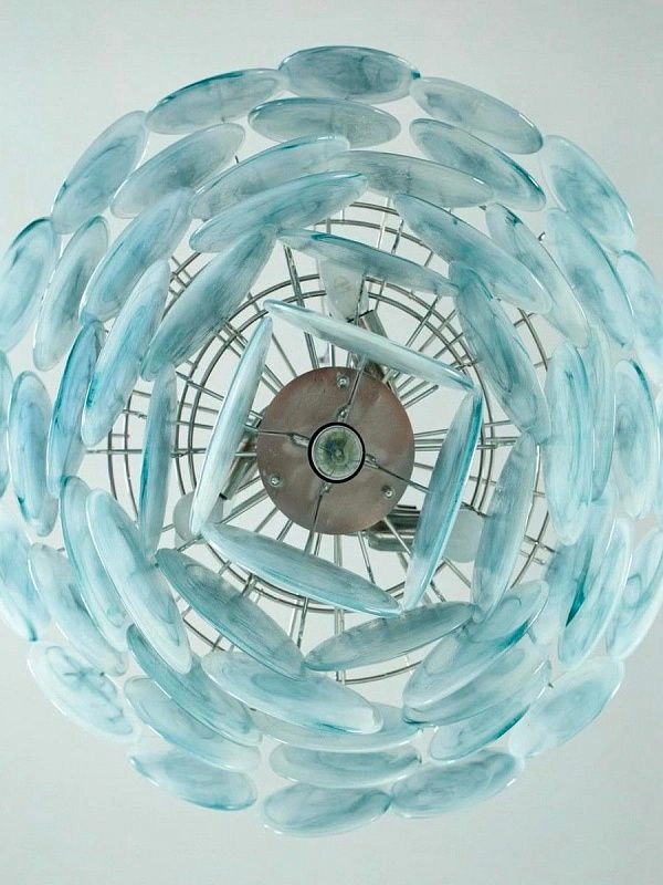 Винтажная люстра Murano Chandelier 57 Blue Disk Glass