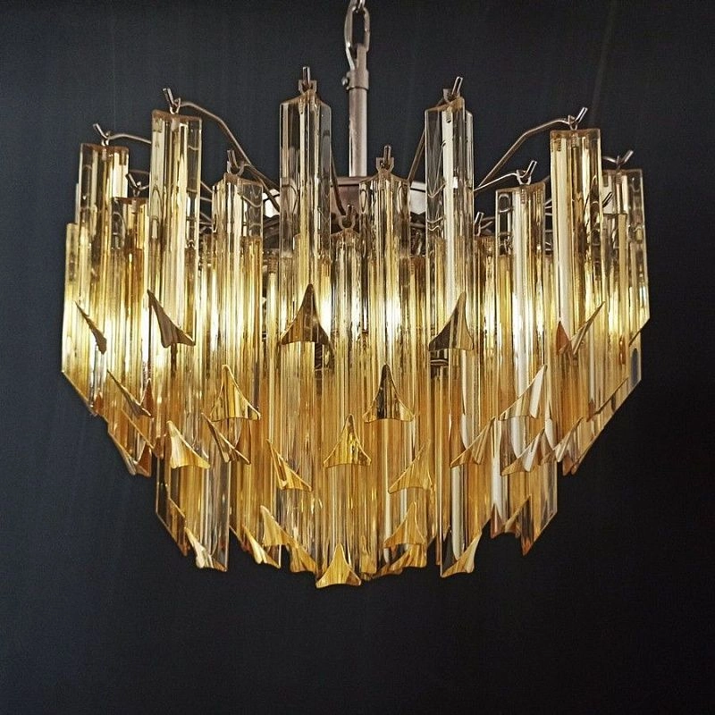 Винтажная люстра Murano Chandelier 107 Clear and Yellow Prism Glass