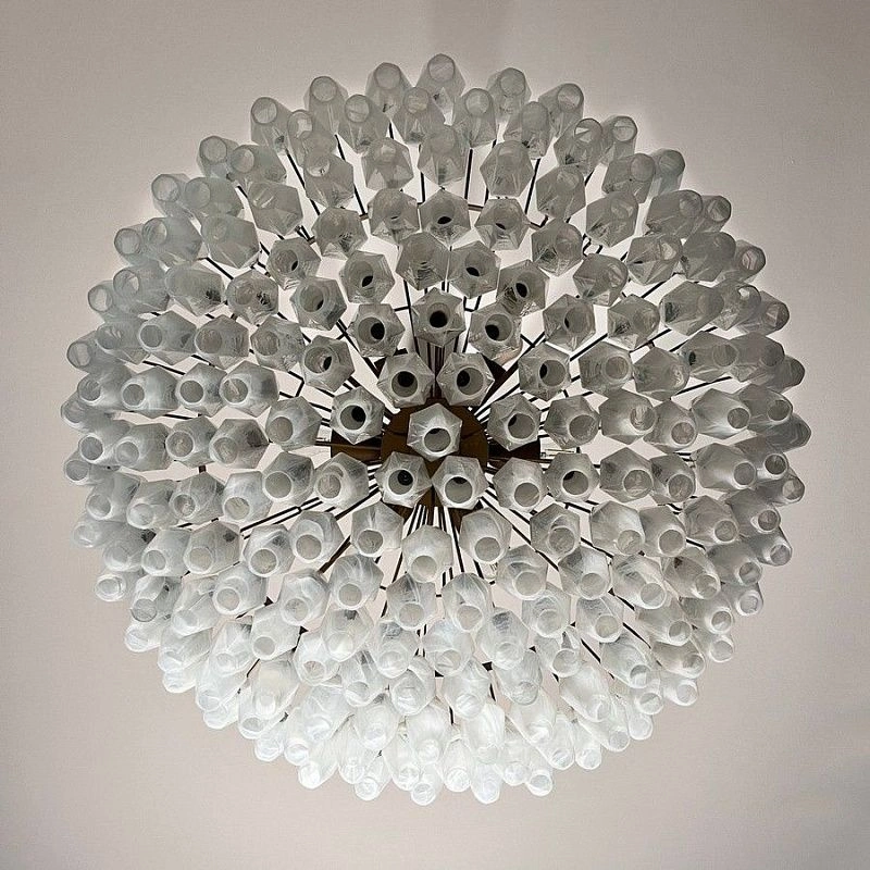 Винтажная люстра Murano Chandelier 185 Alabaster White Poliedri Glass