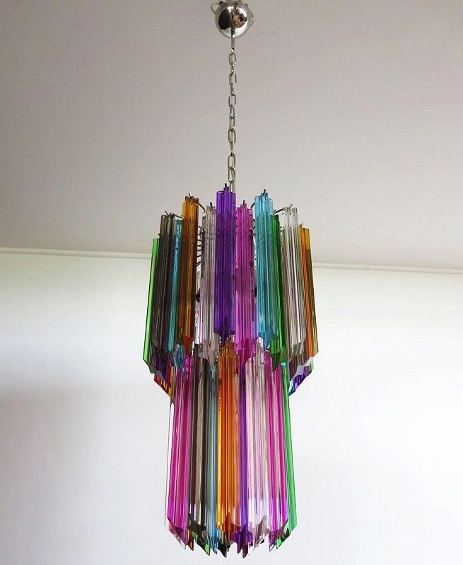 Винтажная люстра Murano Chandelier 46 Multicolored Prism Glass