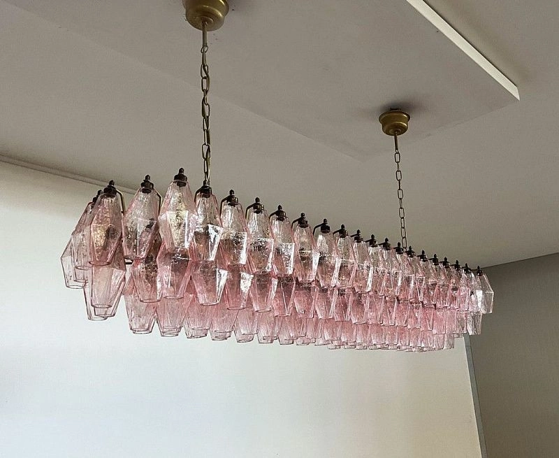 Винтажная люстра Murano Chandelier 138 Pink Poliedri Glass