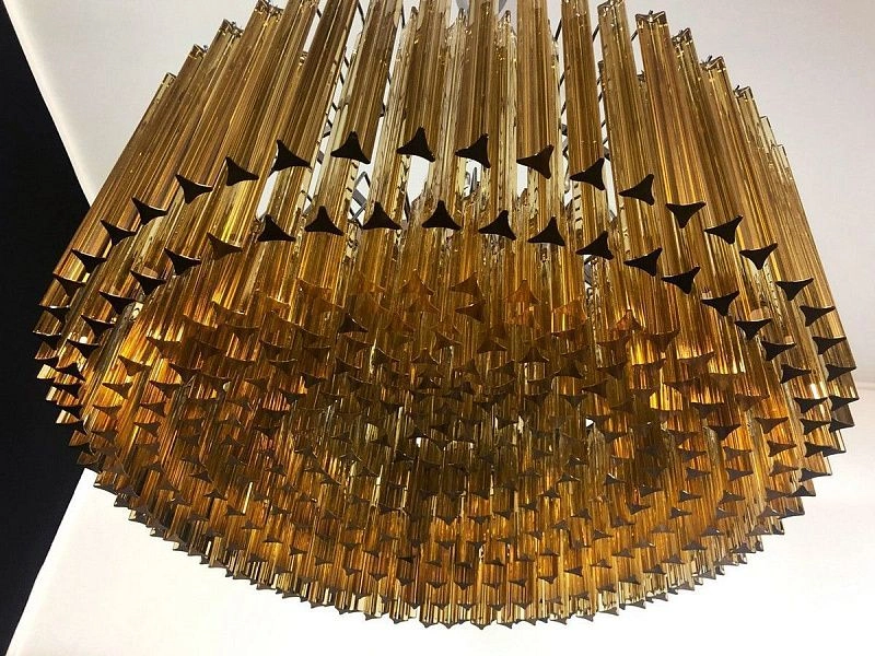 Винтажная люстра Murano Chandelier 391 Clear and Yellow Prism Glass