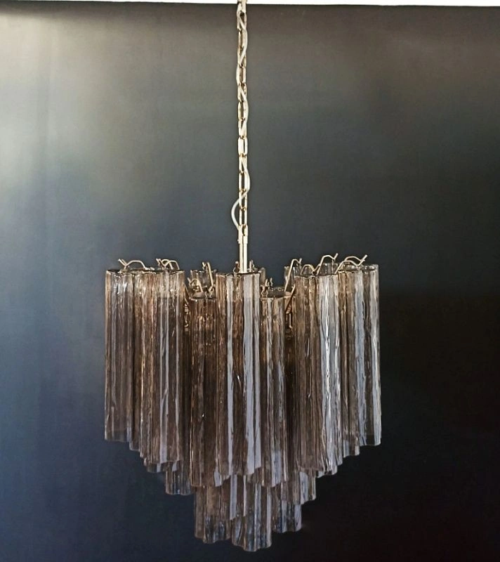 Винтажная люстра Murano Chandelier 36 Smoke-Colored Glass Tubes
