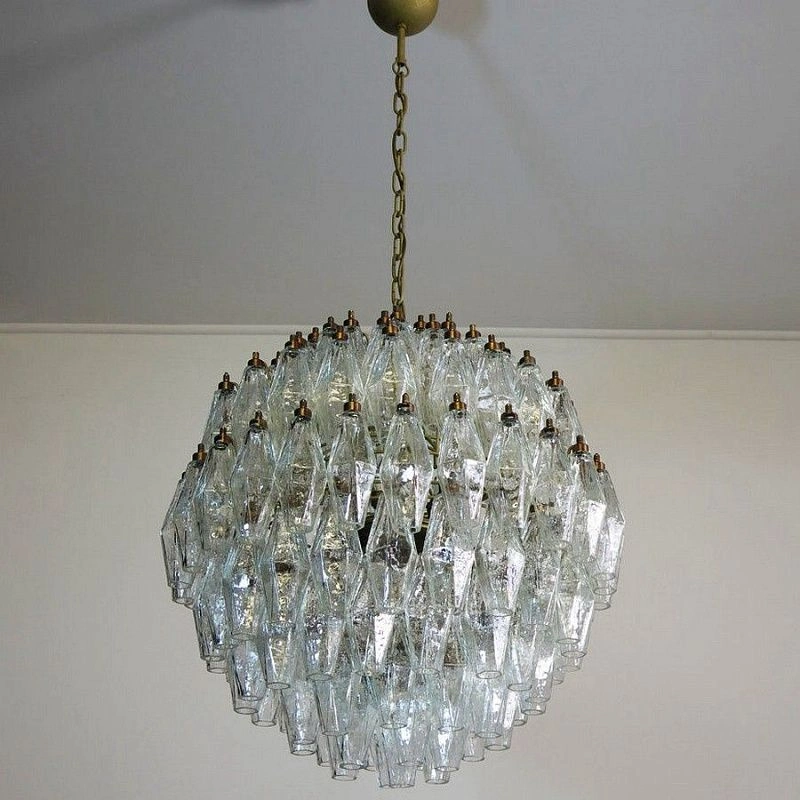Винтажная люстра Murano Chandelier 140 Clear Poliedri Glass