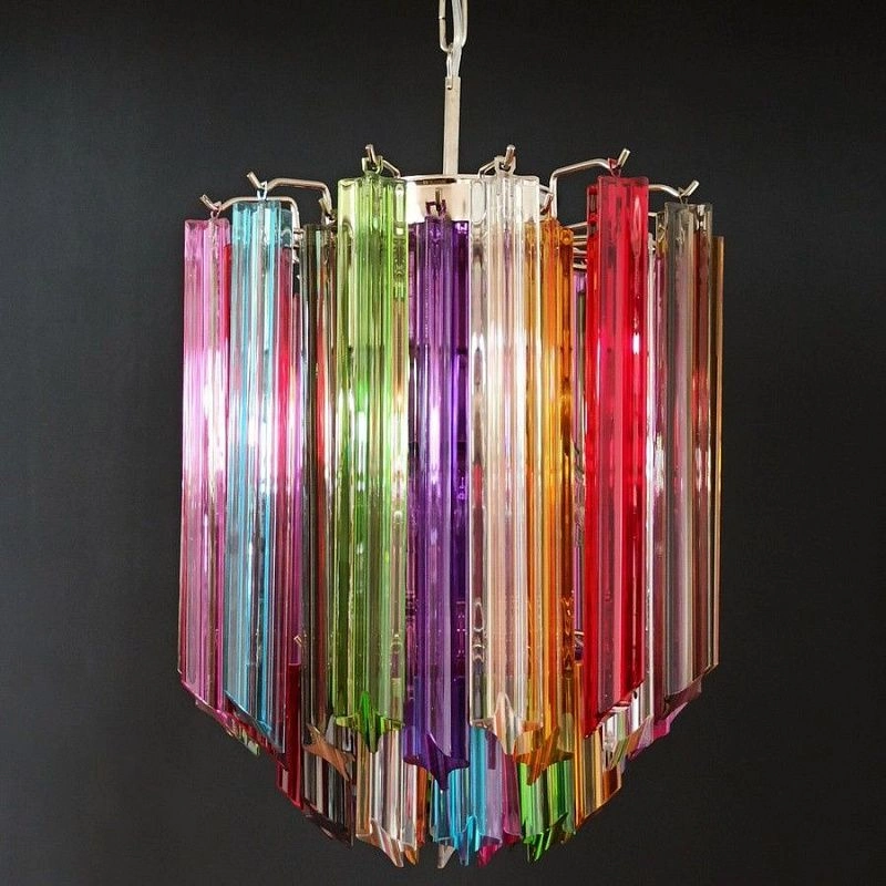 Винтажная люстра Murano Chandelier 47 Multicolored Prism Glass