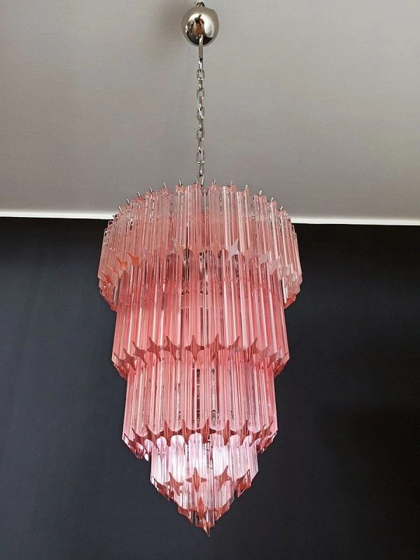 Винтажная люстра Murano Chandelier 112 Pink Prism Glass