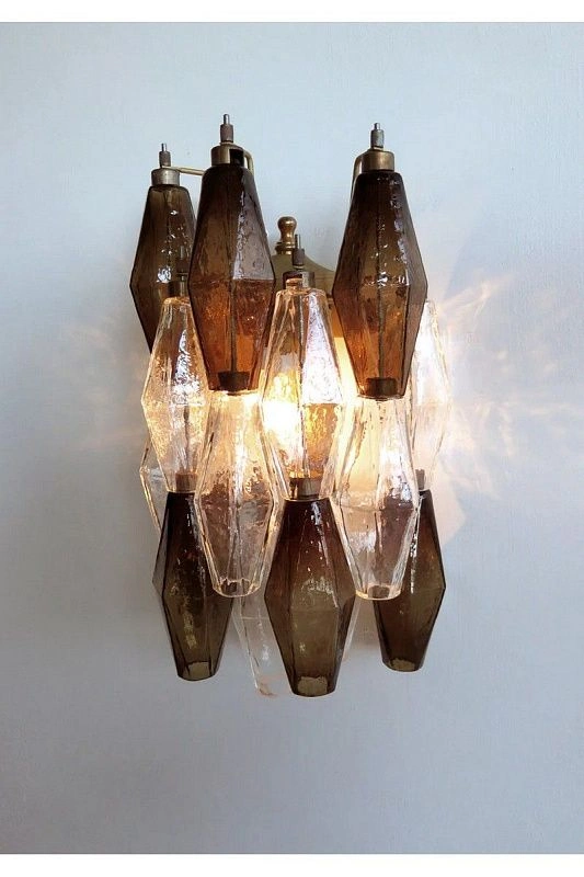 Настенный светильник Murano Wall Lamp 17 Smoke-Finished Poliedri Glass