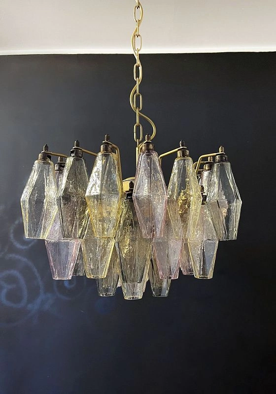 Винтажная люстра Murano Chandelier 56 Multicolored Poliedri Glass