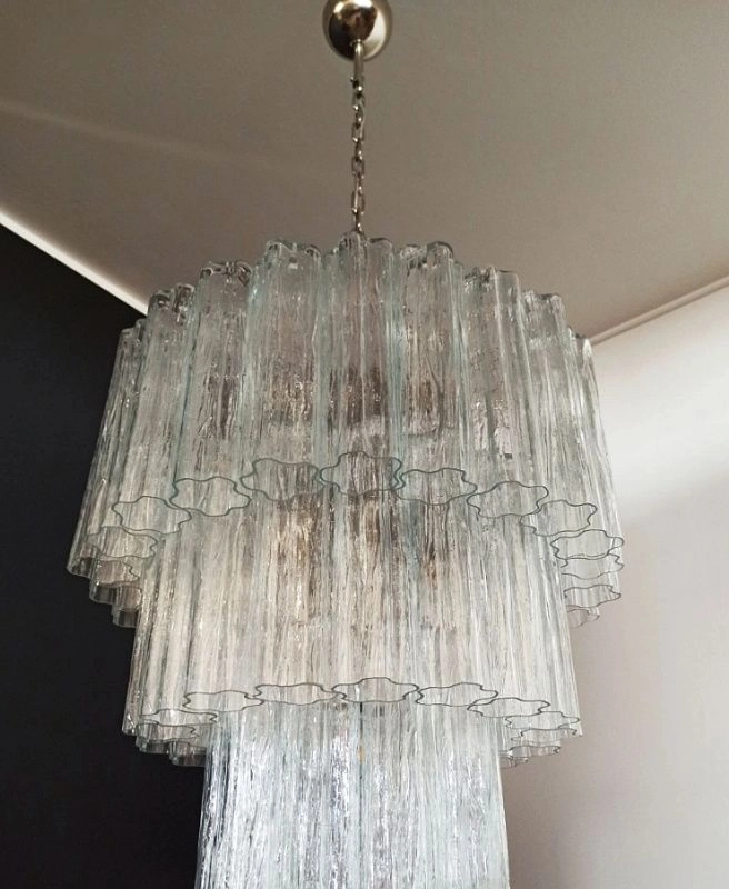 Винтажная люстра Murano Chandelier 52 Clear Glass Tubes