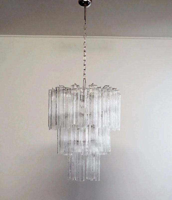 Винтажная люстра Murano Chandelier 48 Clear Glass Tubes