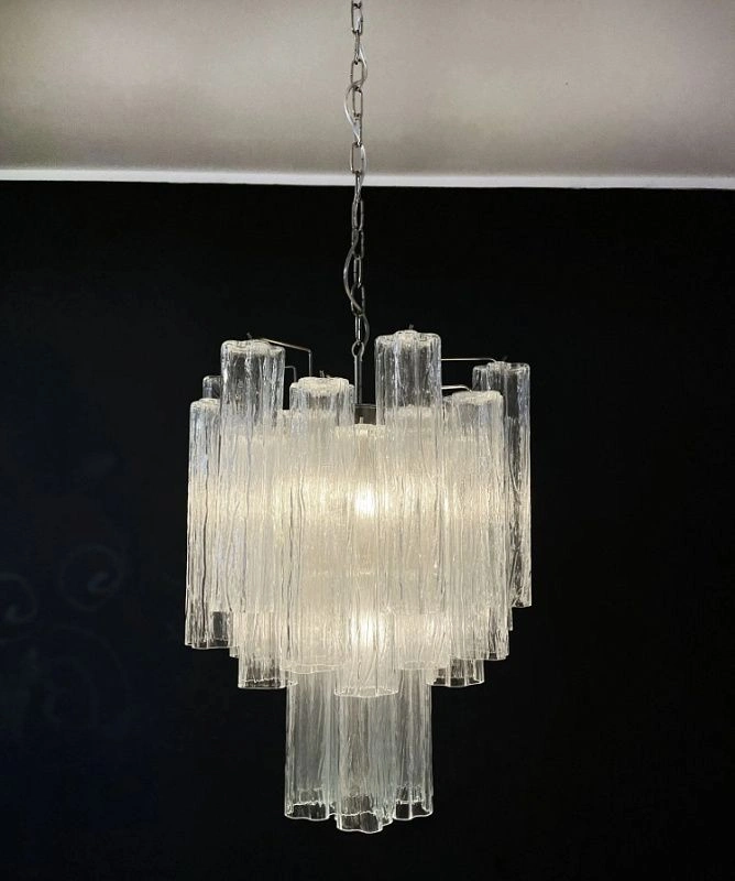 Винтажная люстра Murano Chandelier 30 Clear Glass Tubes