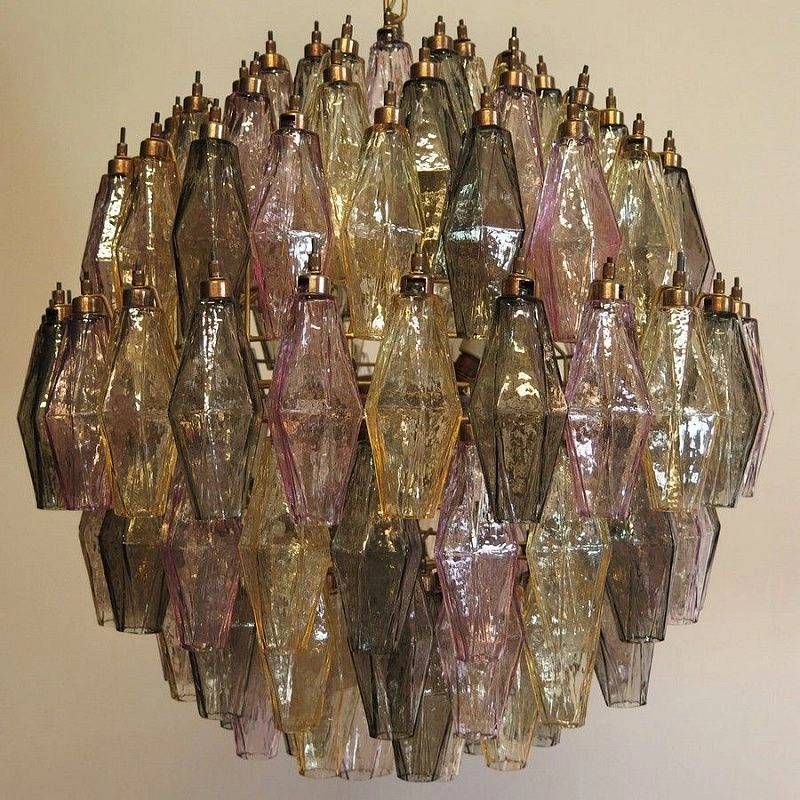 Винтажная люстра Murano Chandelier 140 Multicolored Poliedri Glass