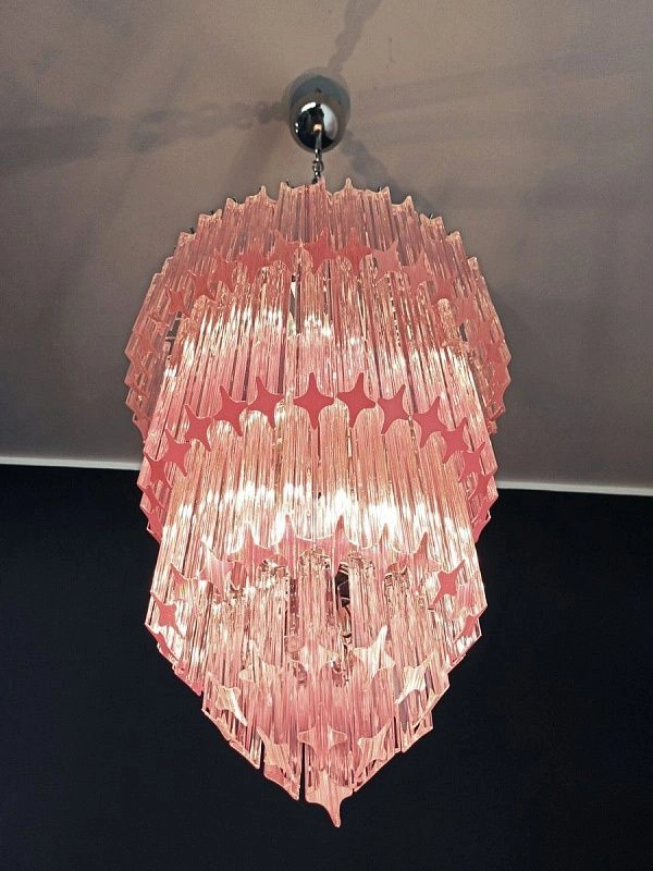 Винтажная люстра Murano Chandelier 112 Pink Prism Glass