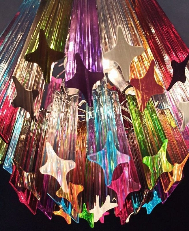 Винтажная люстра Murano Chandelier 47 Multicolored Prism Glass