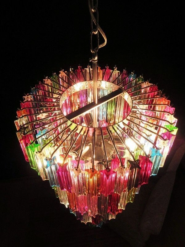 Винтажная люстра Murano Chandelier 111 Multicolored Prism Glasses