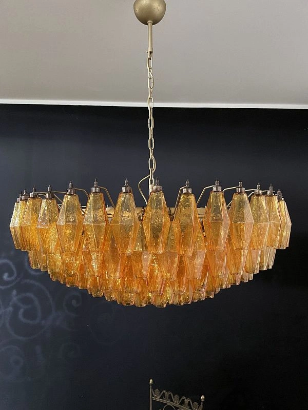 Винтажная люстра Murano Chandelier 185 Yellow Poliedri Glass