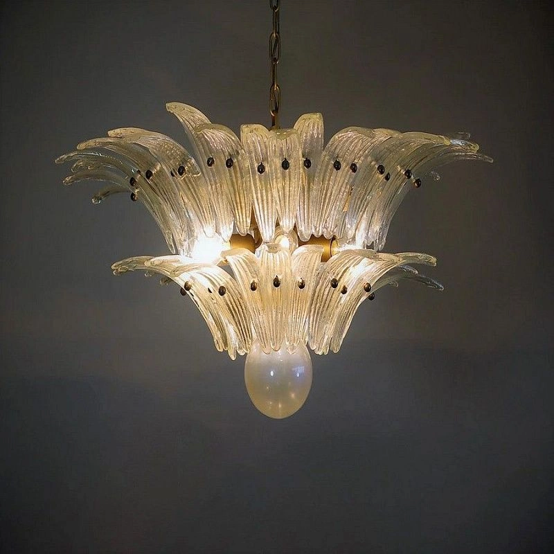 Винтажная люстра Murano Chandelier 58 Iris-Clear Palmette Glass