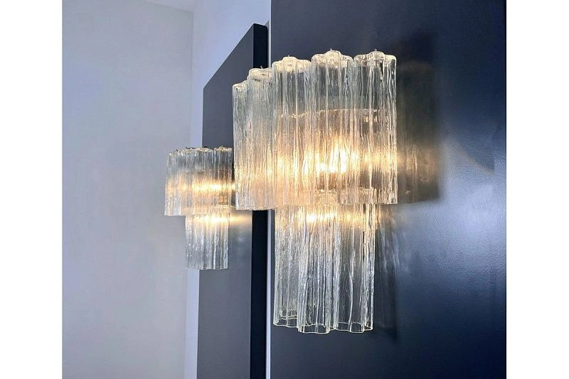 Настенный светильник Murano Wall Lamp 13 Clear Glass Tubes