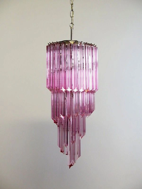 Винтажная люстра Murano Chandelier 54 Pink Prism Glass