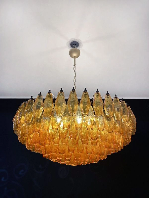 Винтажная люстра Murano Chandelier 185 Yellow Poliedri Glass