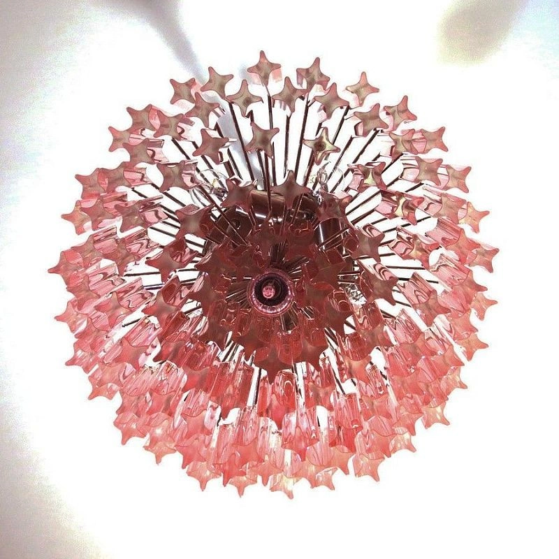 Винтажная люстра Murano Chandelier 107-1 Pink Prism Glass