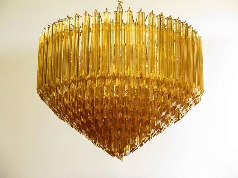 Винтажная люстра Murano Chandelier 265 Yellow Prism Glass