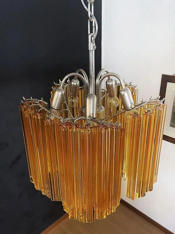 Винтажная люстра Murano Chandelier 60 Yellow Prism Glass