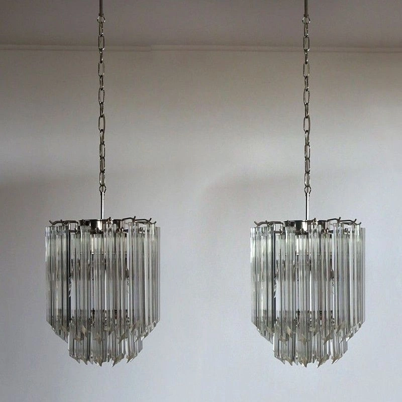 Винтажная люстра Murano Chandelier 47 Clear Prism Glass