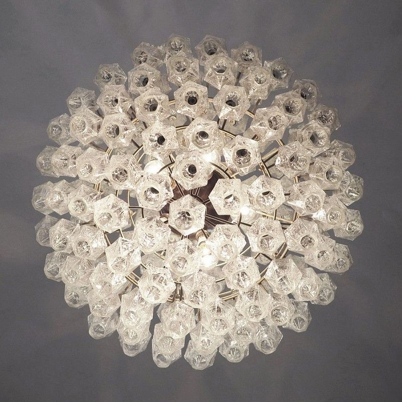 Винтажная люстра Murano Chandelier 140 Clear Poliedri Glass