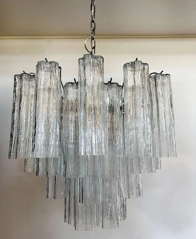 Винтажная люстра Murano Chandelier 36 Clear Glass Tubes