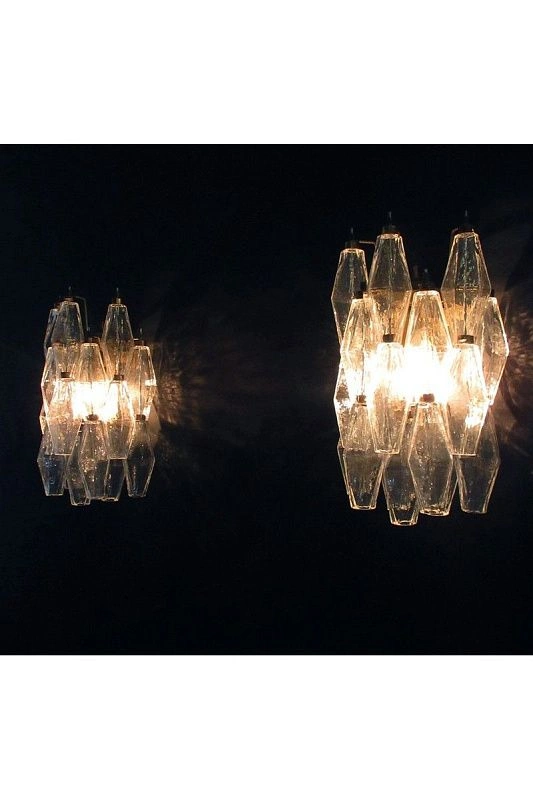 Настенный светильник Murano Wall Lamp 16 Clear Poliedri Glass