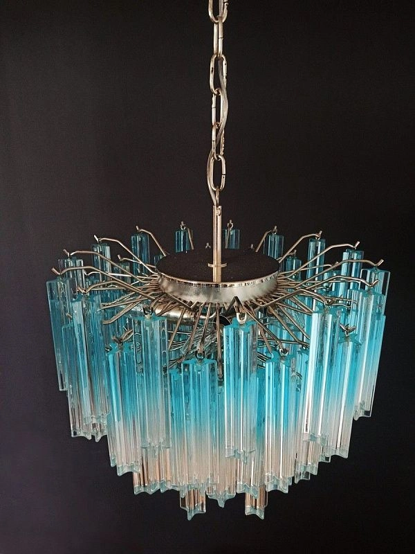 Винтажная люстра Murano Chandelier 107 Blue Prism Glass