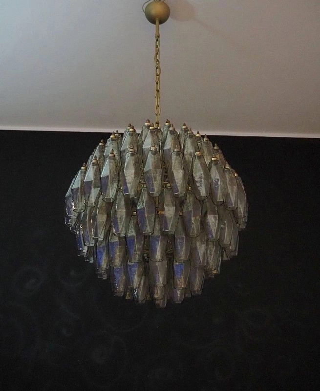 Винтажная люстра Murano Chandelier 140 Smoke-Colored Poliedri Glass