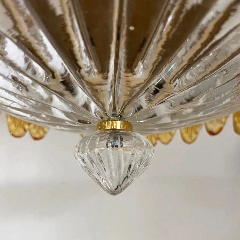 Винтажная люстра Murano Chandelier 36 Yellow Palmette Glass
