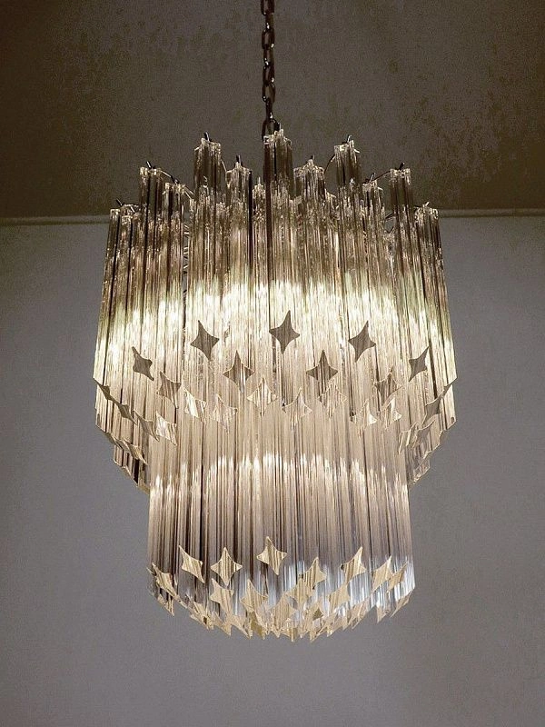 Винтажная люстра Murano Chandelier 107 Clear Prism Glass