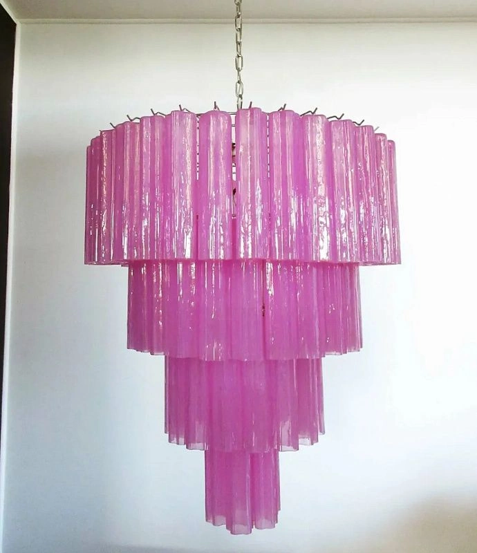 Винтажная люстра Murano Chandelier 78 Rosa Glass Tubes