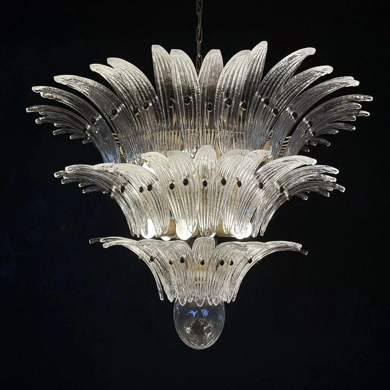 Винтажная люстра Murano Chandelier 104 Clear Palmette Glass