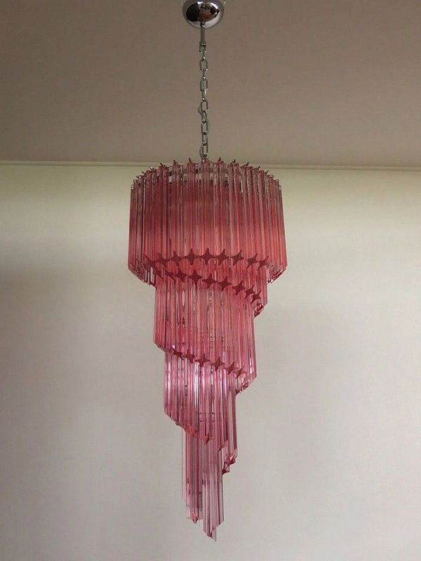 Винтажная люстра Murano Chandelier 86 Pink Prism Glass