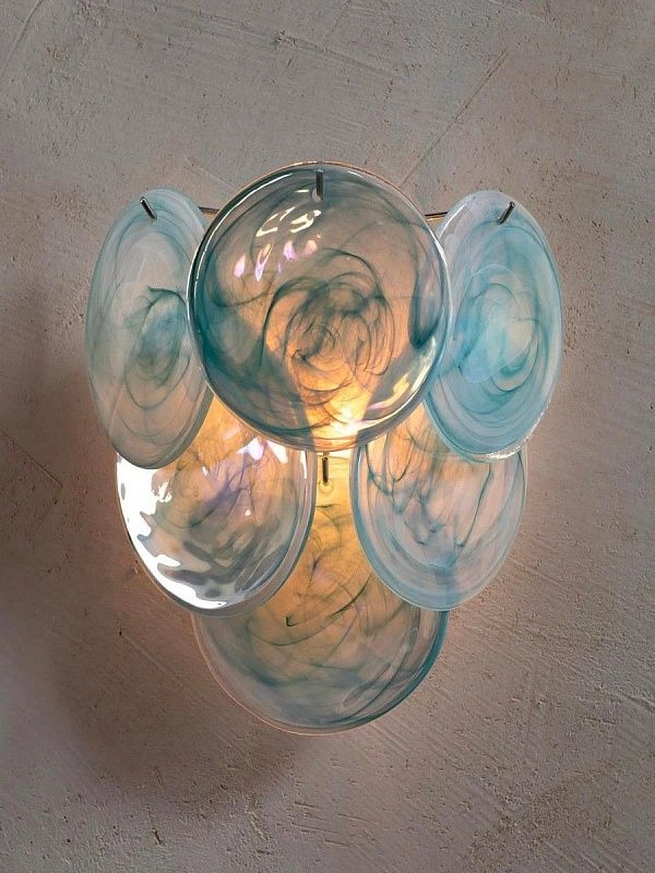 Настенный светильник Murano Wall Lamp 6 Blue Disk Glass
